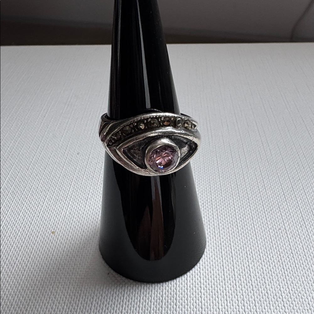 Silver and Pink Gemstone Ring - Picture 2 of 5